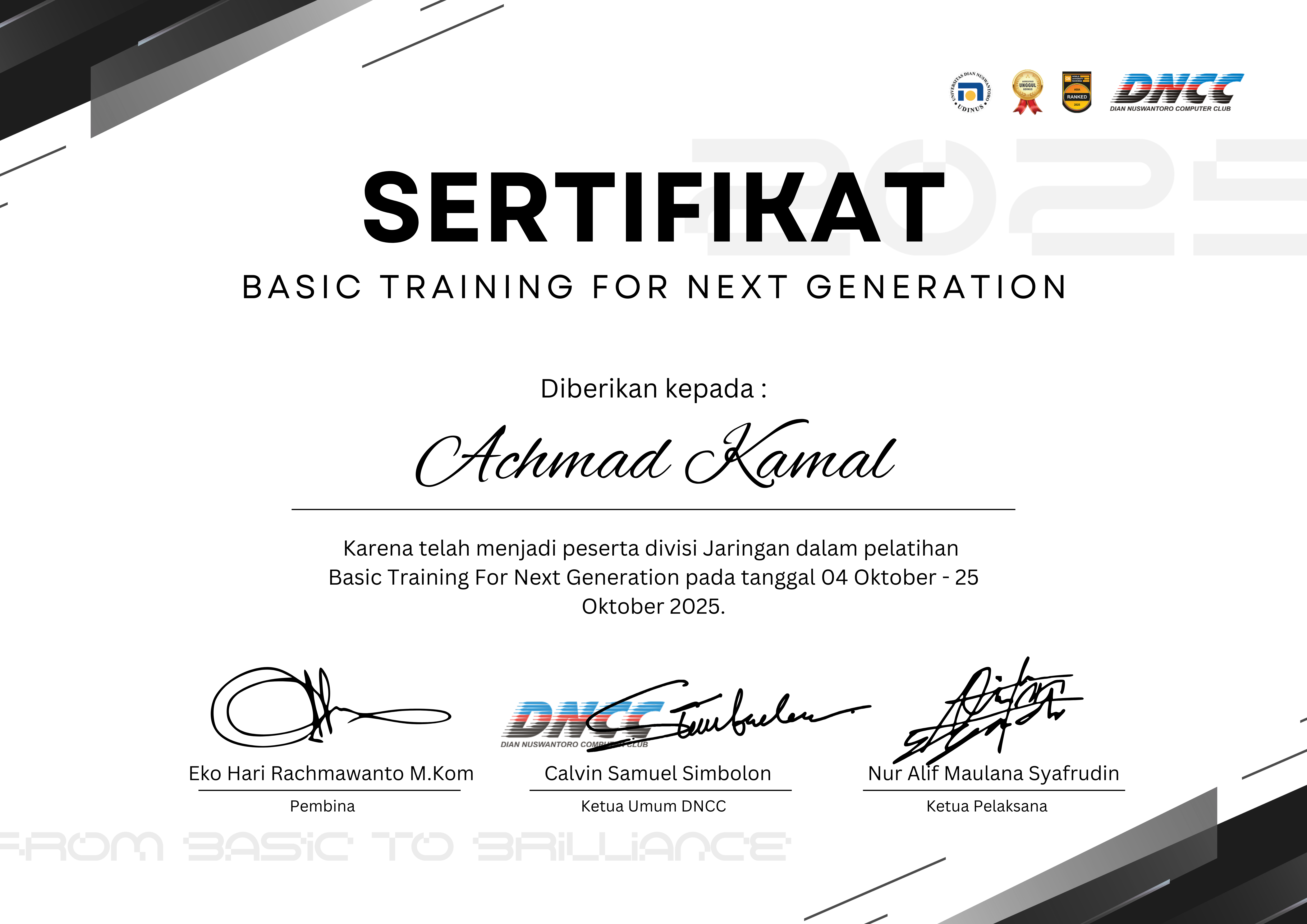 Basic Training Certificate